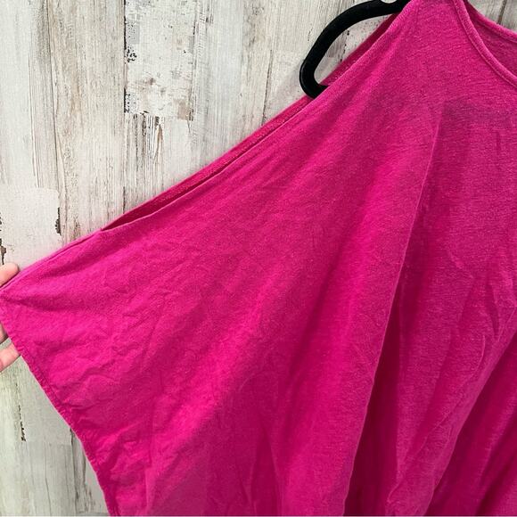 Calypso St. Barth Pink 100% Linen Open Sleeve Cold Shoulder Flowing Top - Picture 3 of 6